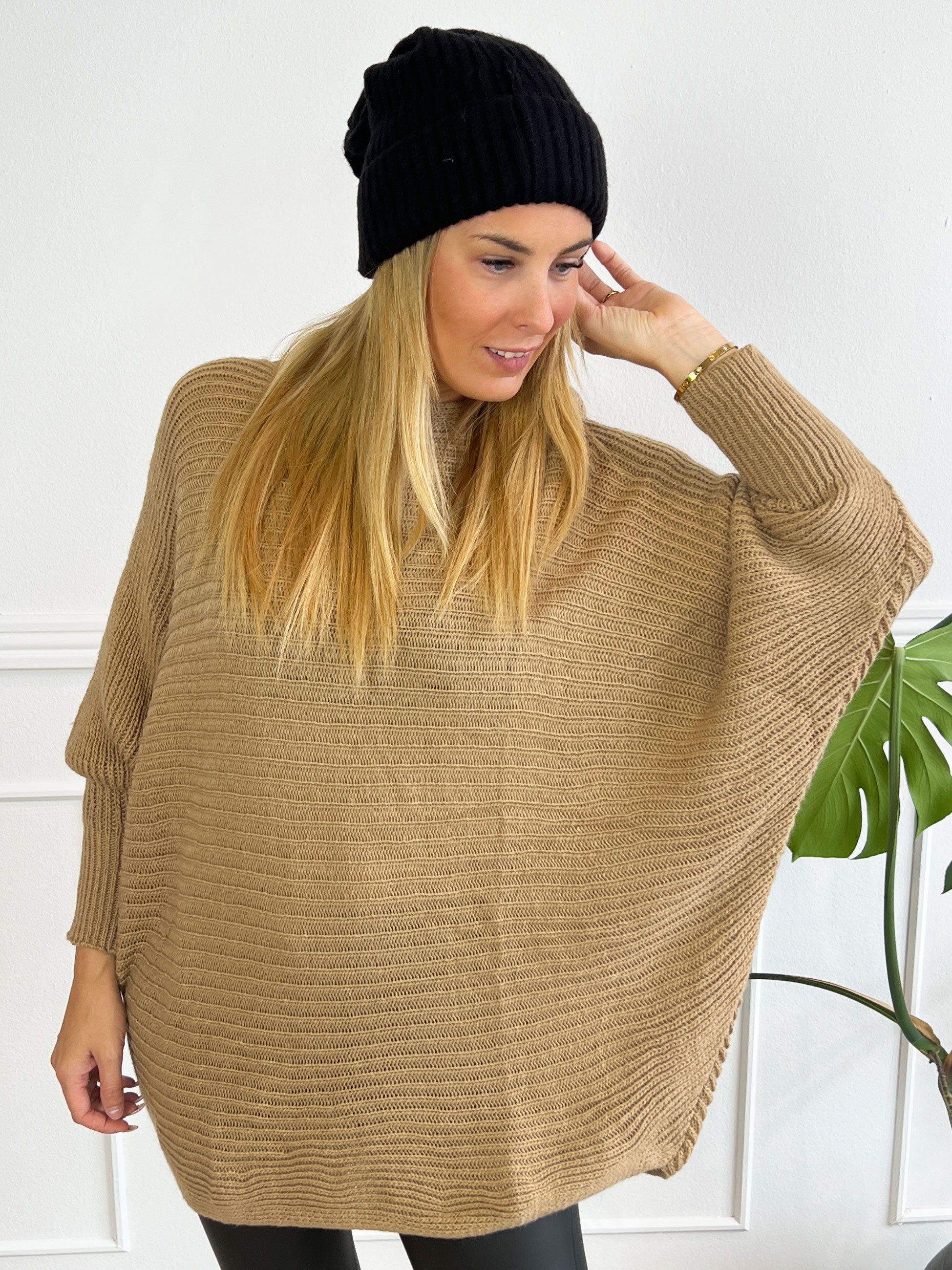 Gabbi - Oversized strik med flagermusærmer